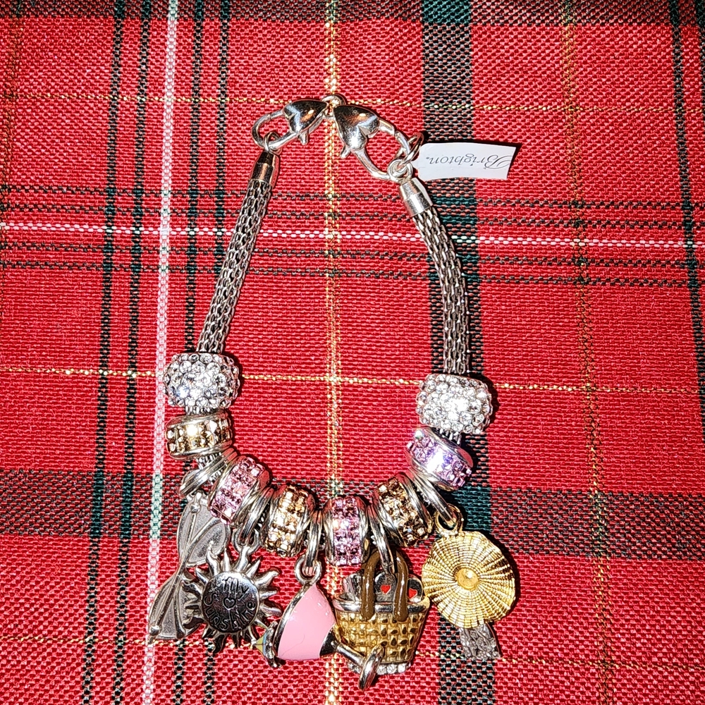 Brighton Silver and Pink Charm Bracelet
